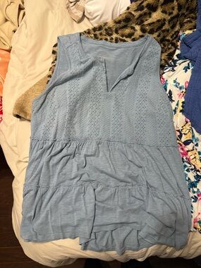 torrid Light Blue Eyelet Tiered Tank